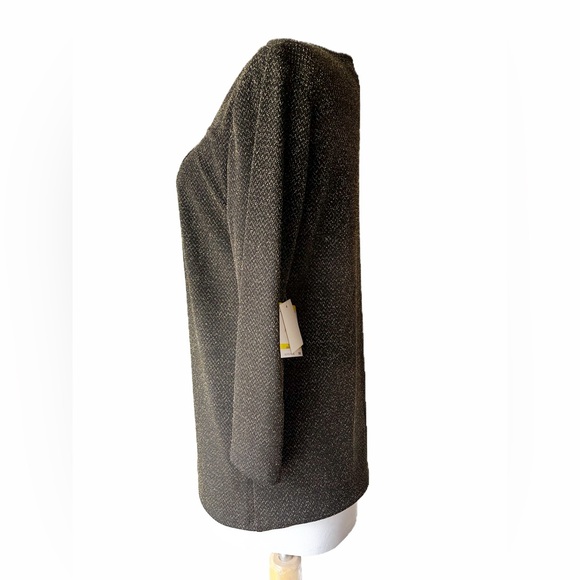 NWT Kasper Metallic Shimmer Black & Gold Petite Twist Neck Knit Top Size Med PM - Picture 3 of 15